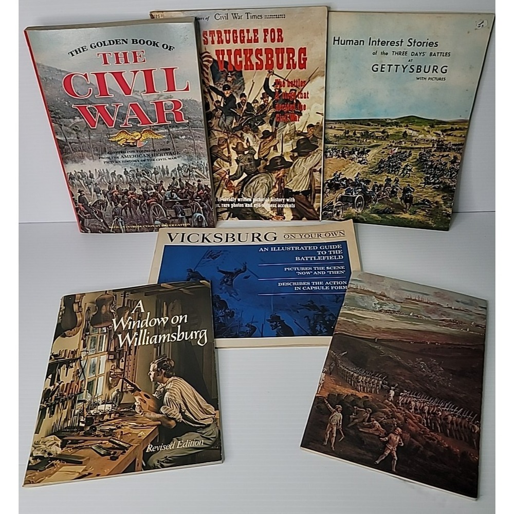 Civil War Book Collection Lot of 6 Williamsburg Vicksburg Gettysburg Paperbacks‎